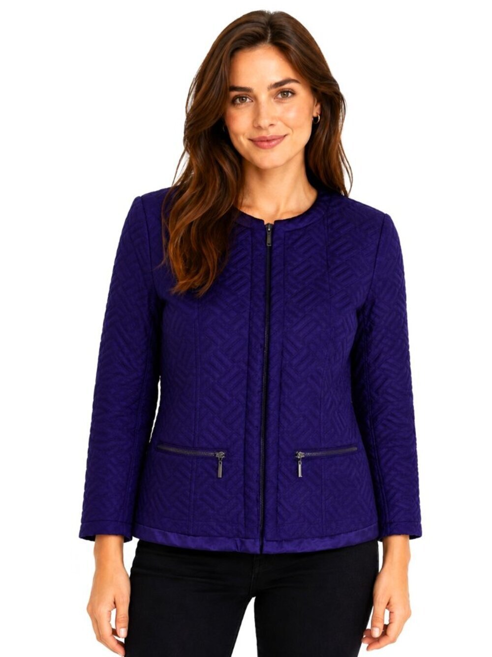 Vintage Laura Ashley Purple Quilted Zip-Front Jacket
